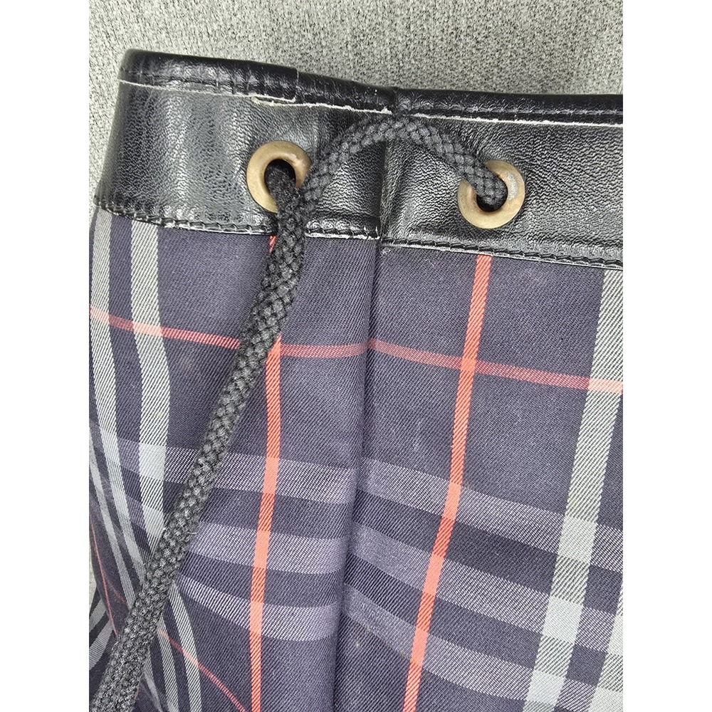 Burberry Vintage Nova Check Canvas Leather Bucket Drawstring Bag Made in England - Picture 8 of 8